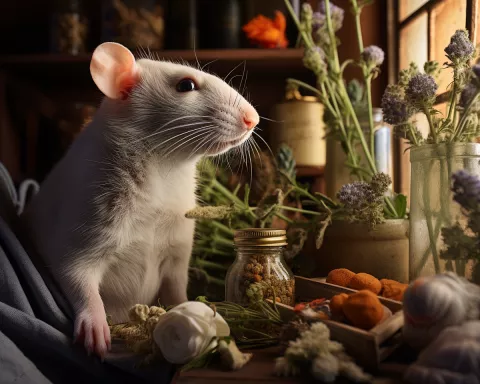Rat avec plantes médicinales